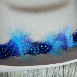Blue Feather Hat Band - Rhinestone Hat Accessory - Festival Hat Band - Cowboy Hat Band - Rodeo Hat Band
