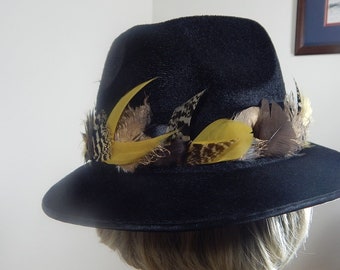 Feather Hat Band - Rustic Cowboy Hat Band - Gold, Tan and Natural Feather Hat Accessory