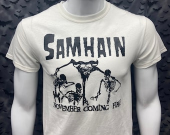 Tshirt Samhain November Coming Fire white horror punk Gothic Deathrock Goth