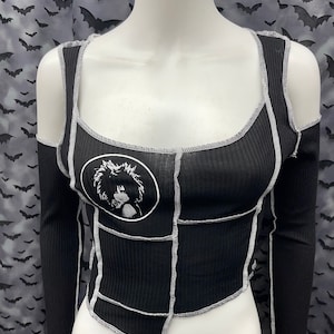Siouxsie and the Banshees manches longues noir patch top goth gothique deathrock Batcave punk