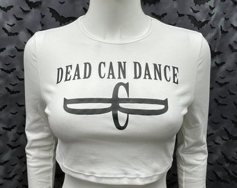 Dead Can Dance white Long Sleeve fitted cropped top goth gothic