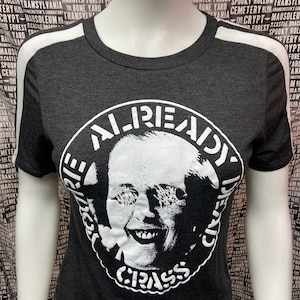 CRASS fashion striped sleeves gray top punk rock anarcho crust