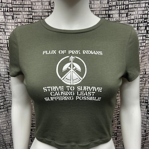 Flux of Pink Indians fashion forest green cropped short sleeve top anarcho punk crust