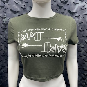 Part 1 fashion forest green cropped short sleeve top anarcho punk