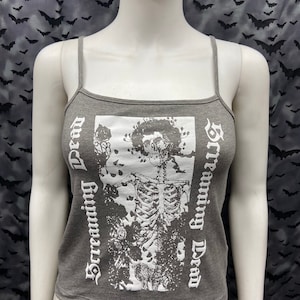 Screaming Dead gray crop tank top punk deathrock goth gothic