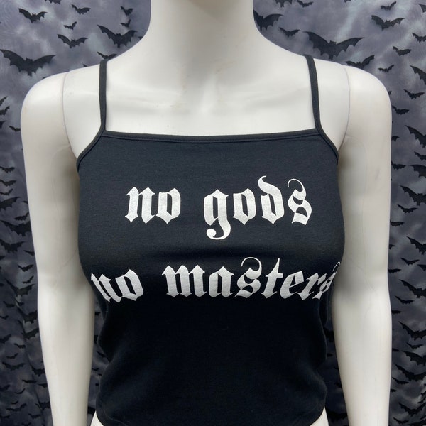 No Gods No Masters black crop tank top crust punk anarcho