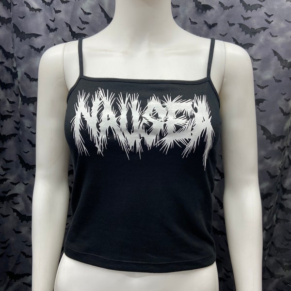 Nausea schwarzes Crop Tank Top Crust Punk d Schlag