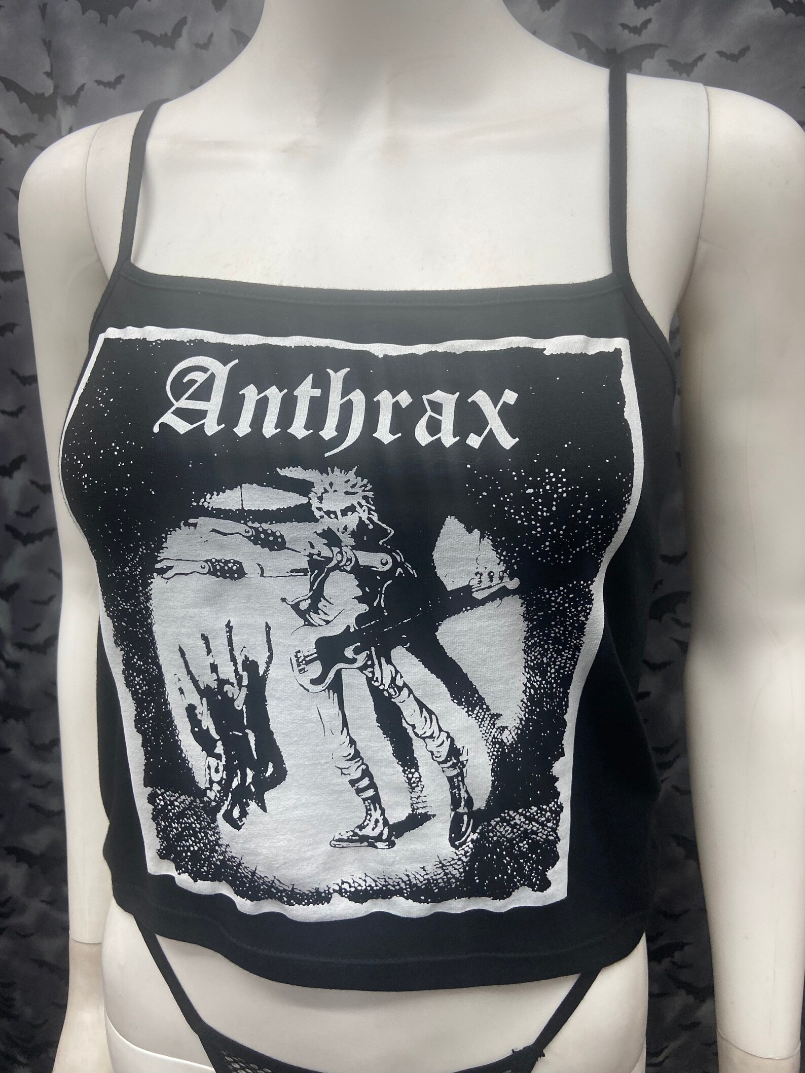 Anthrax Black Crop Tank Top Punk Anarcho - Etsy