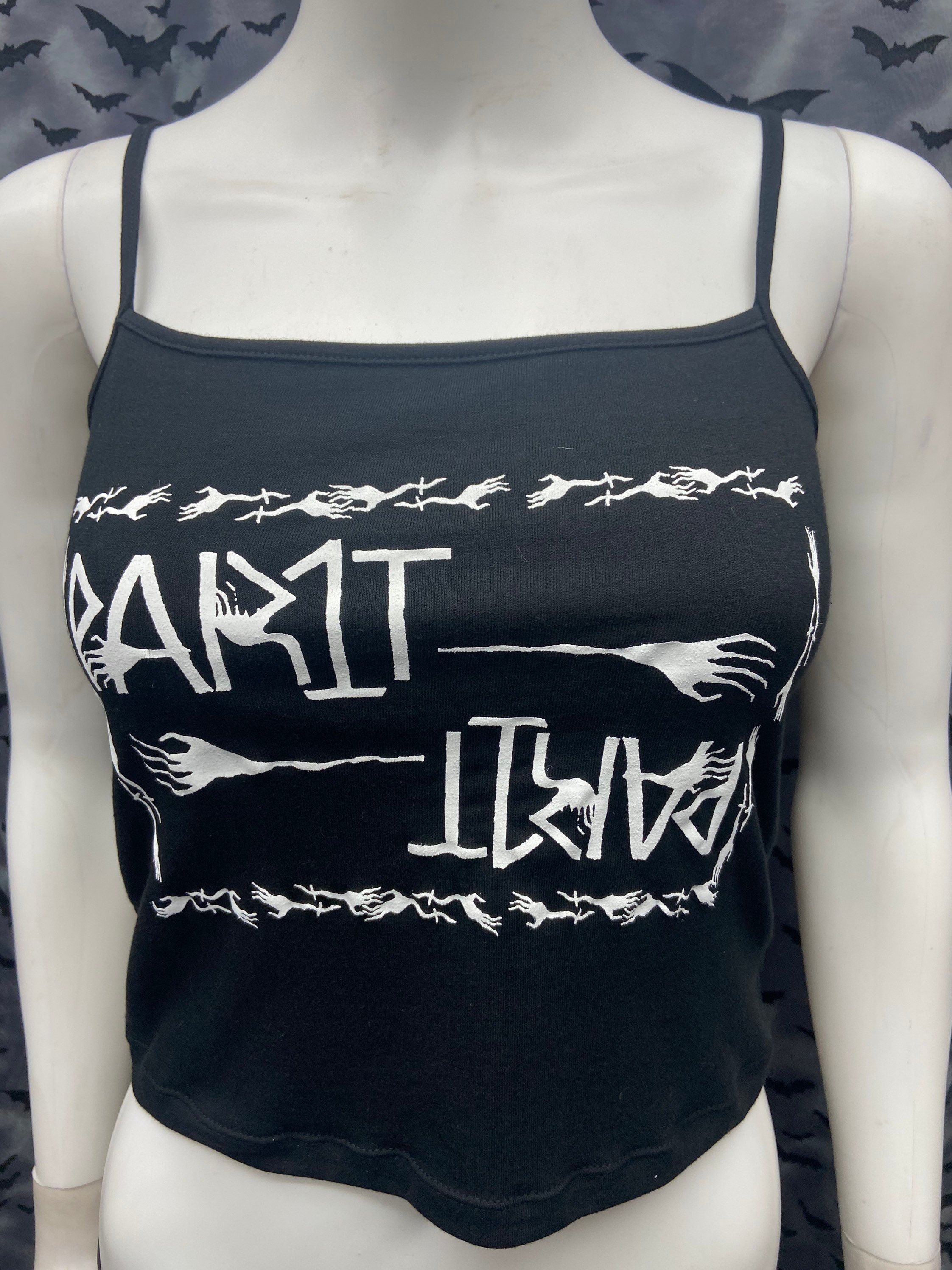 Part 1 black crop tank top punk anarcho | Etsy