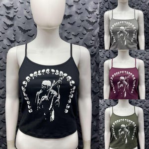 Tank top Grim Reaper skulls crop top sleeveless goth gothic punk horror
