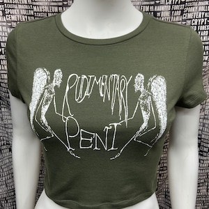 Rudimentary Peni fashion forest green cropped short sleeve top anarcho punk crust