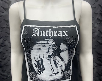 Anthrax black crop tank top punk anarcho