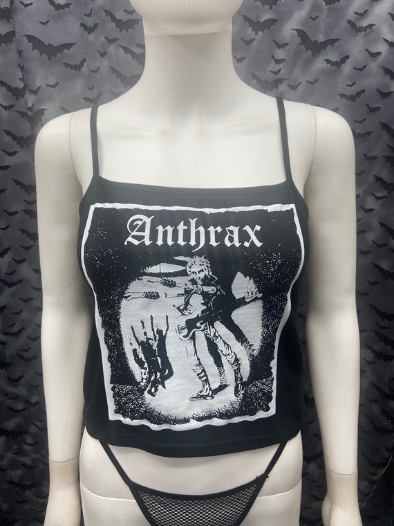 Anthrax Black Crop Tank Top Punk Anarcho - Etsy