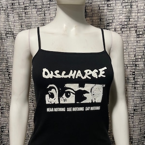 Discharge black crop tank top crust punk d beat