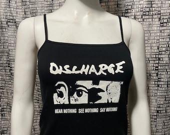 Discharge black crop tank top crust punk d beat