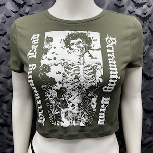 Screaming Dead fashion forest green cropped short sleeve top anarcho punk
