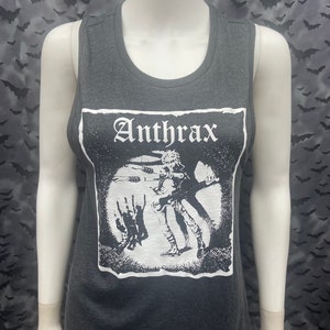 Tank top charcoal gray Anthrax long tank top sleeveless anarcho punk