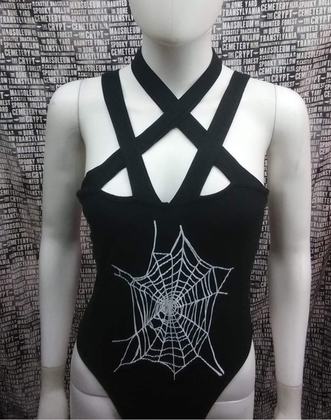 Spiderweb Fashion Bodysuit Bathing Suit Strappy Black Goth - Etsy