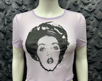 X Ray Spex lavender fashion sheer short sleeved crop top punk rock pogo poly