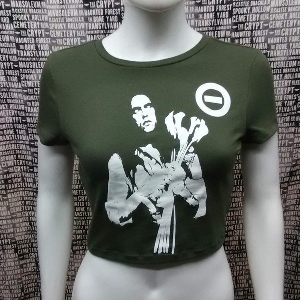 Type O Negative fashion forest green cropped short sleeve top goth gothic metal