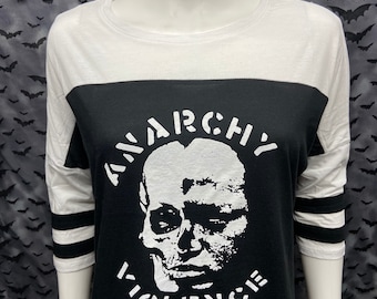 Gism Anarchy Violencefashion striped sleeve top d beat raw punk