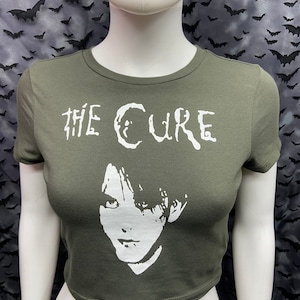 The Cure fashion forest green cropped short sleeve top goth gothic deathrock