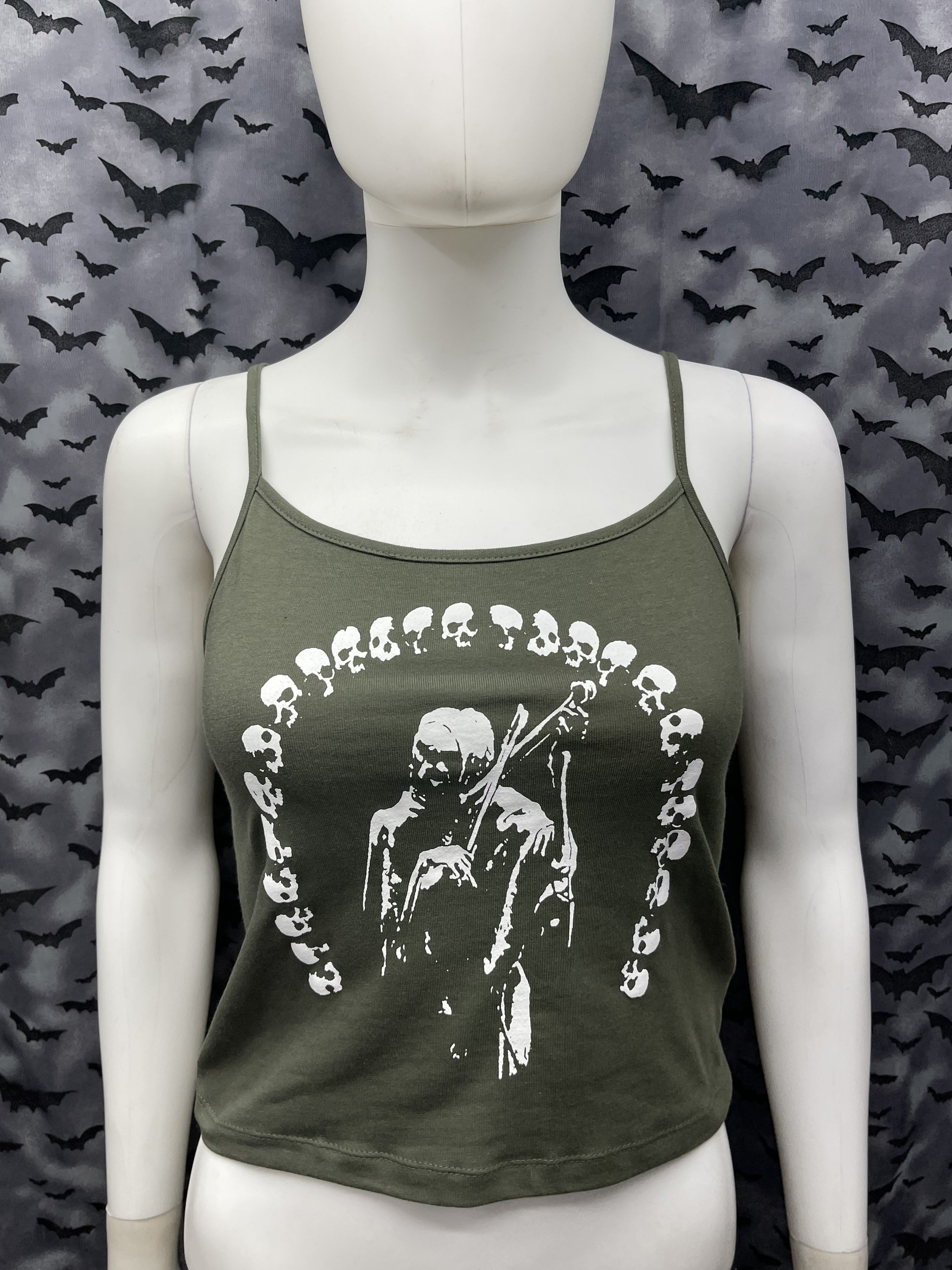 Tank Top Grim Reaper Skulls Crop Top Sleeveless Goth Gothic Punk