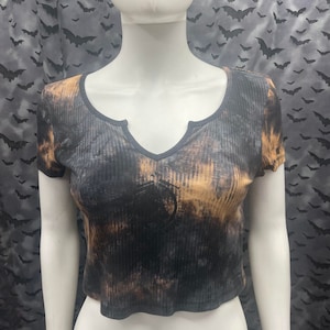 Crass short Sleeved bleached cropped top punk anarcho crust