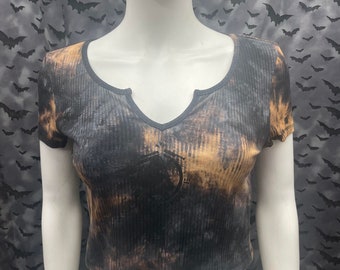 Crass short Sleeved bleached cropped top punk anarcho crust