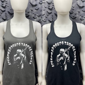 Tank top Grim Reaper skulls long tank top sleeveless goth gothic punk horror