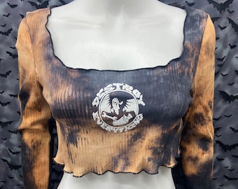 Filth Long Sleeved gebleicht abgeschnitten Top Punk Anarcho Kruste Chaos