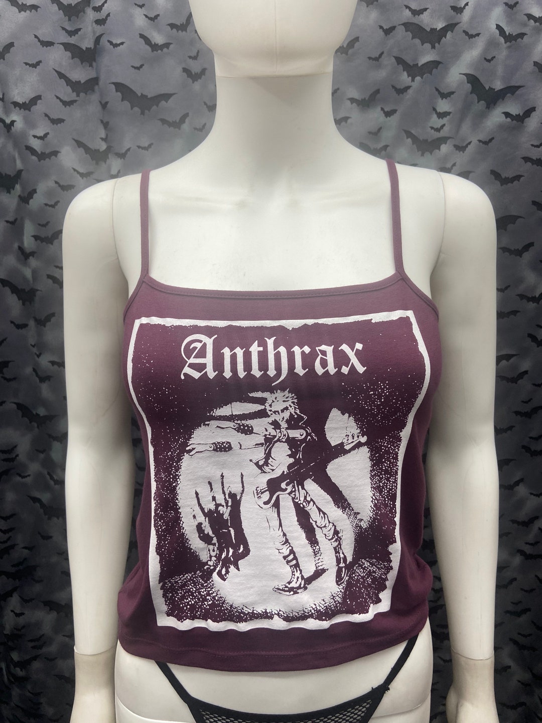 Anthrax Purple Crop Tank Top Punk Anarcho - Etsy