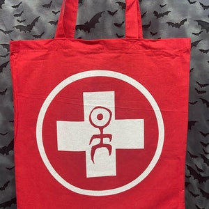 Red Tote Bag Einsturzende Neubauten Industrial experimental Goth gothic deathrock punk
