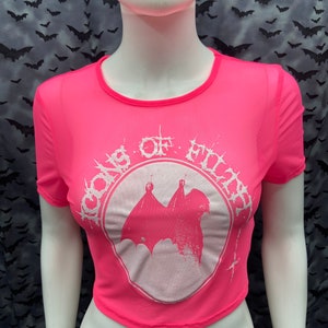 Icons of Filth hot pink fashion sheer short sleeved crop top anarcho punk crust