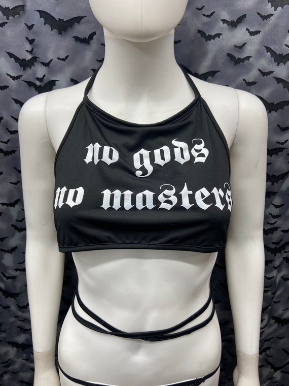 No Gods No Masters Black Crop Halter Top Anarcho Punk Crust D | Etsy