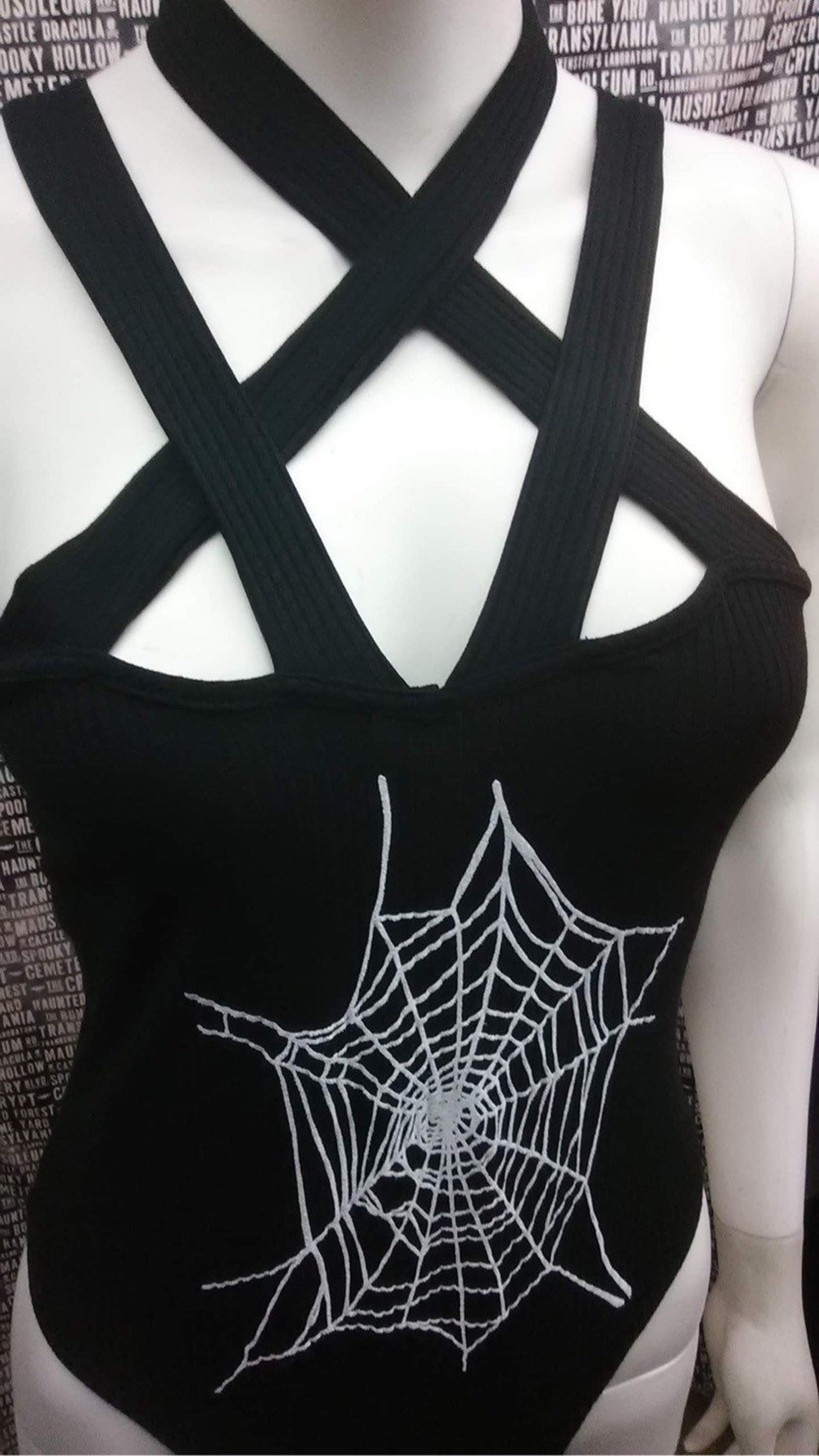 Spiderweb Fashion Bodysuit Bathing Suit Strappy Black Goth - Etsy