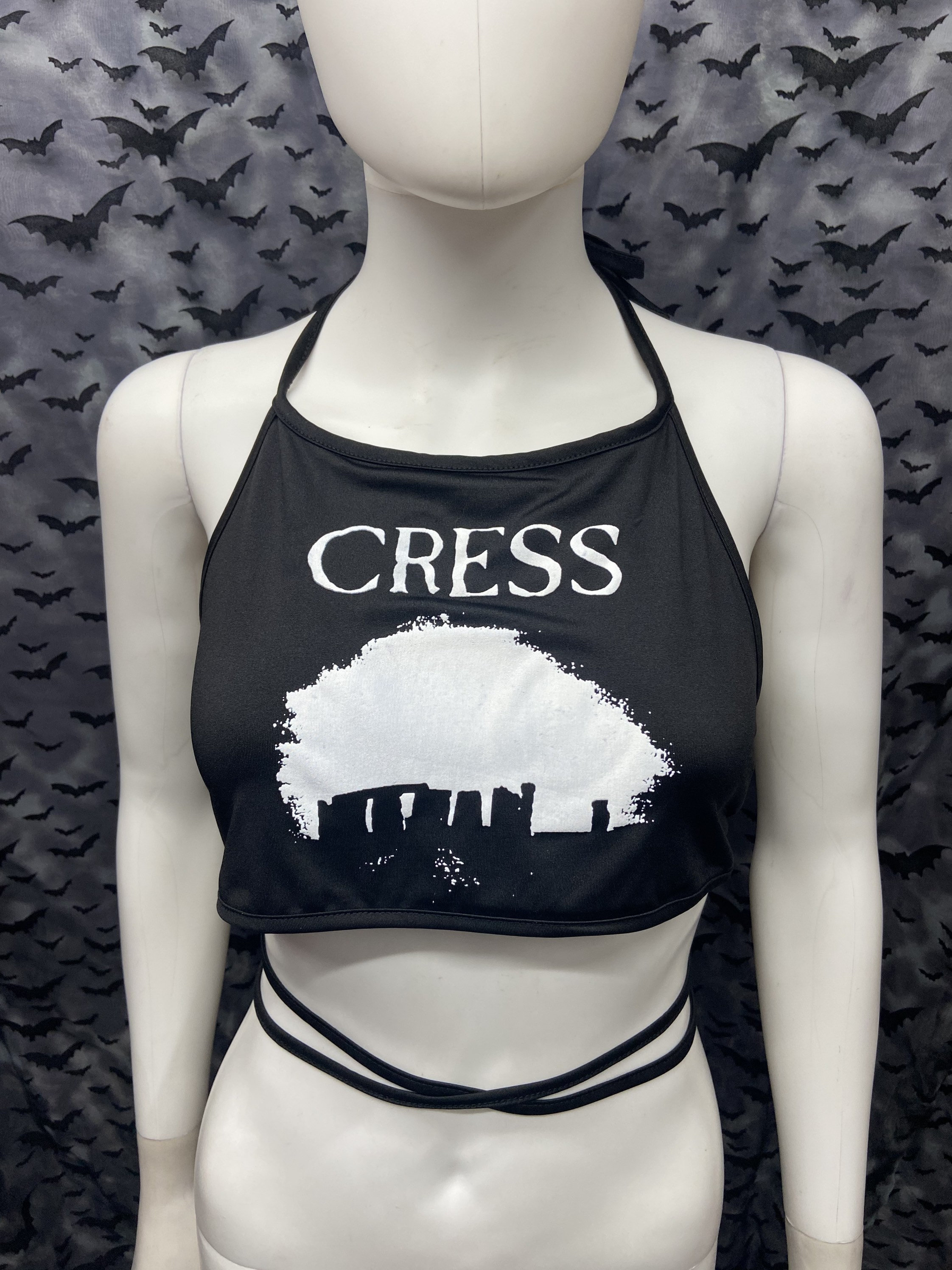 Cress Black Crop Halter Top Punk Crust Deathrock Anarcho - Etsy