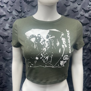 Discharge fashion forest green cropped short sleeve top crust punk b beat
