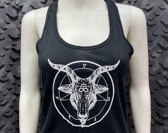 Tank top Baphomet Pentagram black long tank top sleeveless