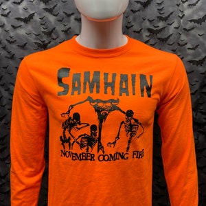 Samhain orange November Coming Fire Long Sleeved Shirt Horror Punk