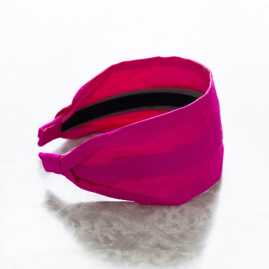 Dupioni Silk Fuchsia Hot Pink Wide Fabric Headband - Etsy