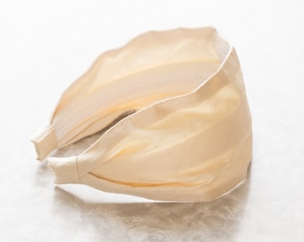 Dupioni Silk - Cream - Ivory Retro Style Wide Silk/Cotton Fabric Headband