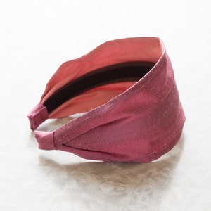 Dupioni Silk - Rose - Dark Pink Retro Style Wide Silk/Cotton Fabric Headband