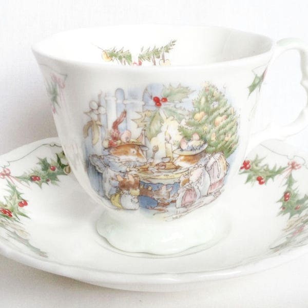 Merry Midwinter tea cup and saucer - Brambly Hedge cup - Royal Doulton - 1994