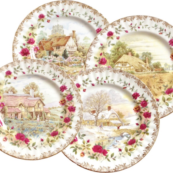 Royal Albert four seasons plates - Spring, Summer, Autumn (Fall), Winter - set of four 8 inch salad plates