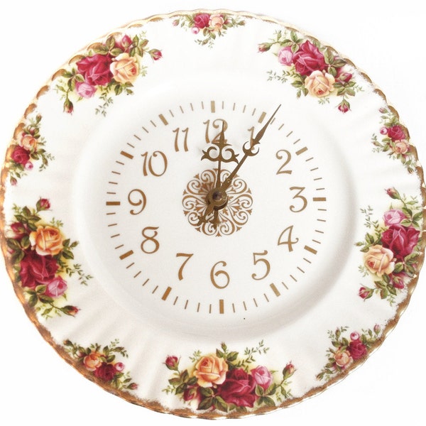 Wall clock - Old Country Roses - Royal Albert 10 1/4 inch clock plate