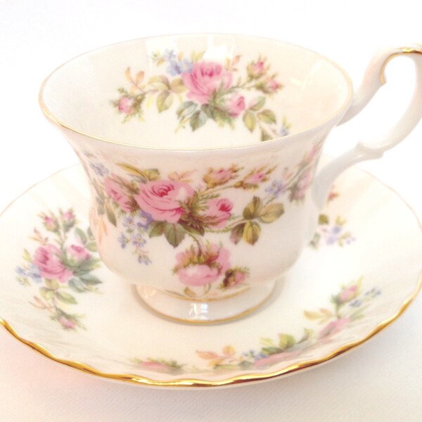 Moss Rose - vintage cup and saucer - Royal Albert - 1956