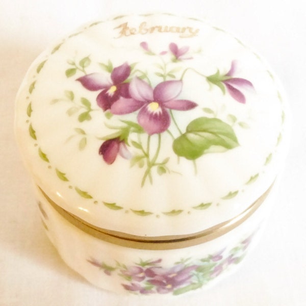 February pill box - Flower of the Month box - Royal Albert - Violets