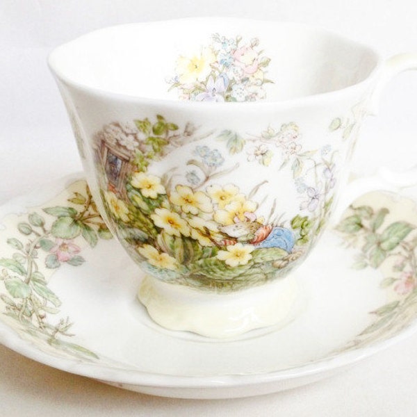 Spring Brambly Hedge tea cup and saucer - full size - 1983 - Royal Doulton