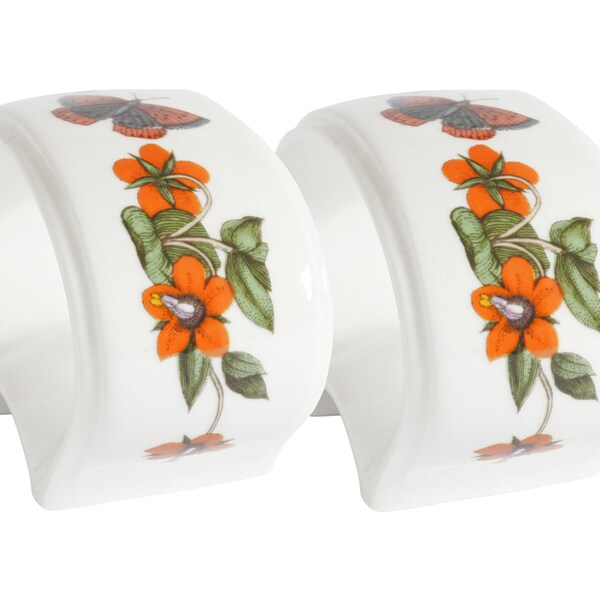Scarlet Pimpernel pierścienie na serwetki-dwa ogród botaniczny serwetki-Vintage Portmeirion ogród botaniczny